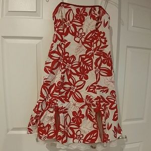 Red and white floral dress